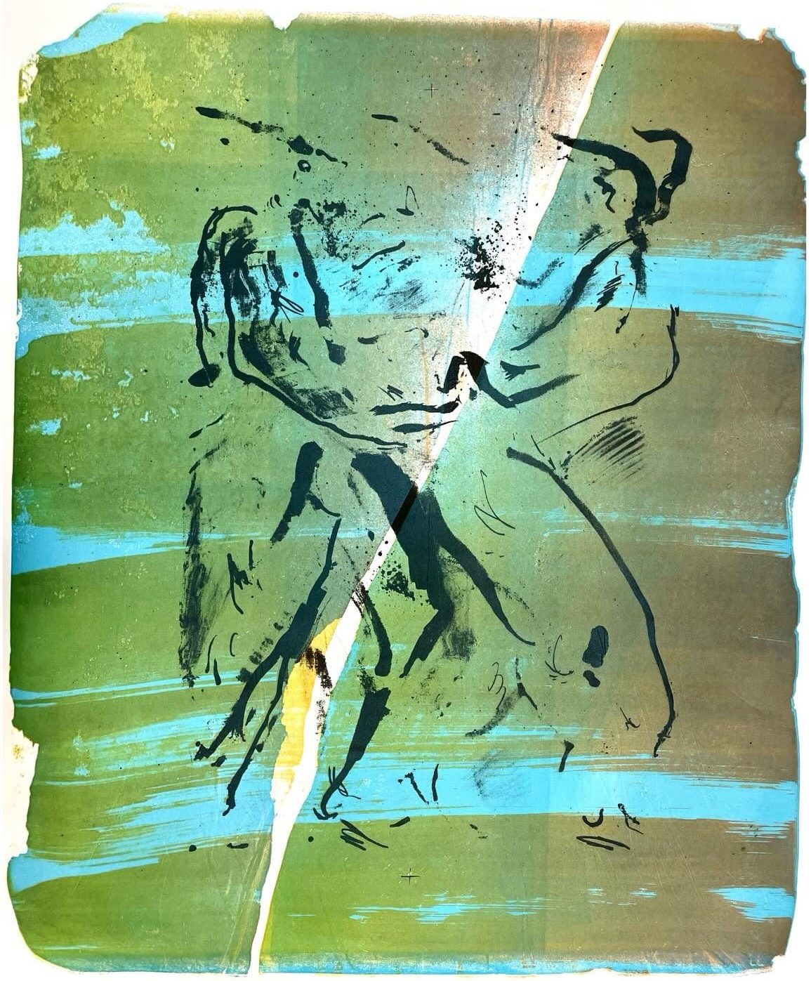 Broken stones still remain — colour lithograph